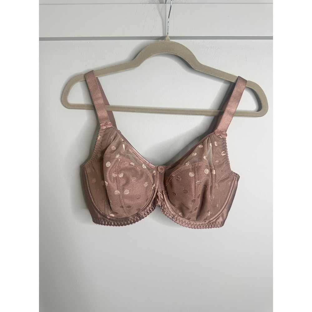Fit Fully Yours 32H Sheer Polka Dot Lace Underwire Bra Dusty Rose Mauve B2498‎